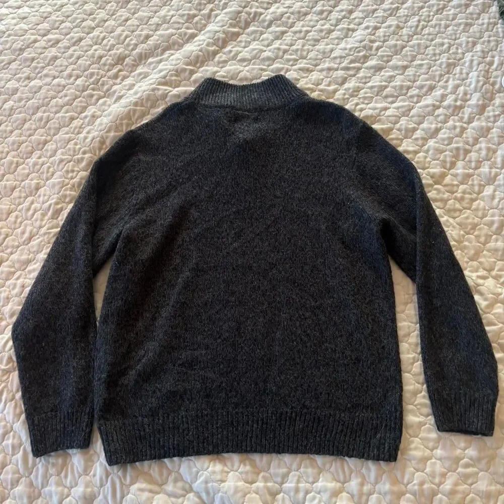Haggar Men’s Grey Nordic Quarter Snap Sweater Size L Preppy Academia - Picture 2 of 6